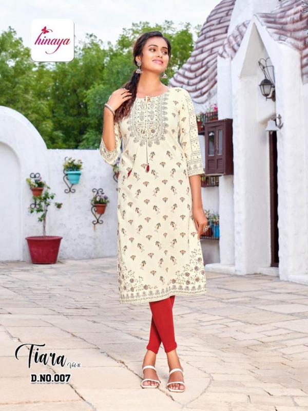 Hinaya Tiara 10 Rayon Fancy Wear Designer Kurti Collection